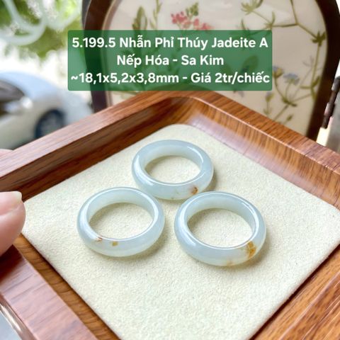 5.199.5 Nhẫn Phỉ Thuý Jadeite A - Nếp Hoá - Sa Kim ~18,1x5,2x3,8mm