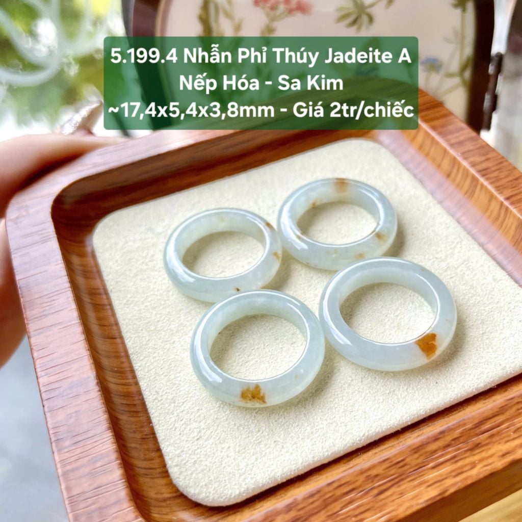 5.199.4 Nhẫn Phỉ Thuý Jadeite A - Nếp Hoá - Sa Kim ~17,4x5,4x3,8mm