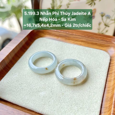 5.199.3 Nhẫn Phỉ Thuý Jadeite A - Nếp Hoá - Sa Kim ~16,7x5,4x4,2mm