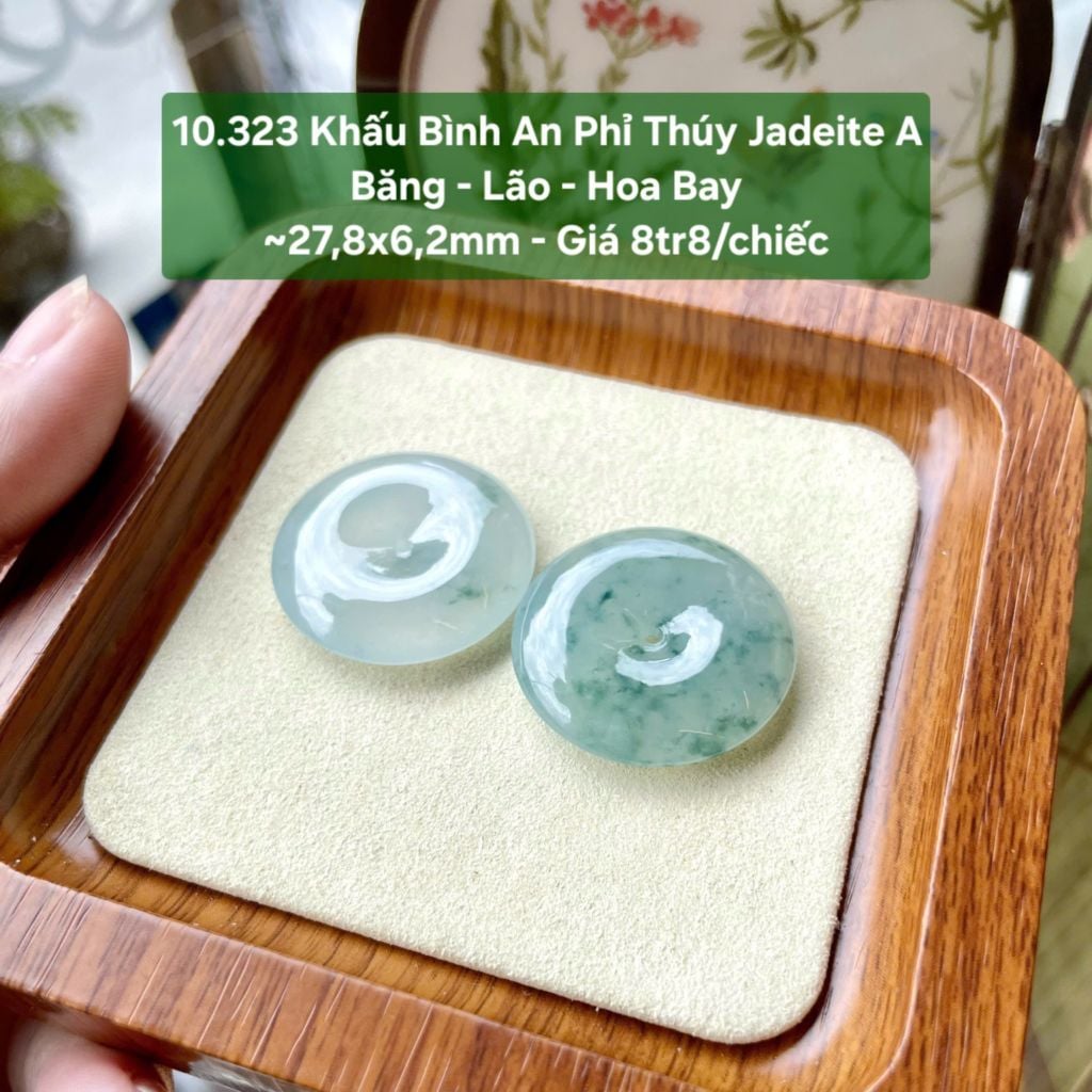 10.323 Khấu Phỉ Thuý Jadeite A-  Băng - Lão Hoa Bay ~27,8x6,2mm