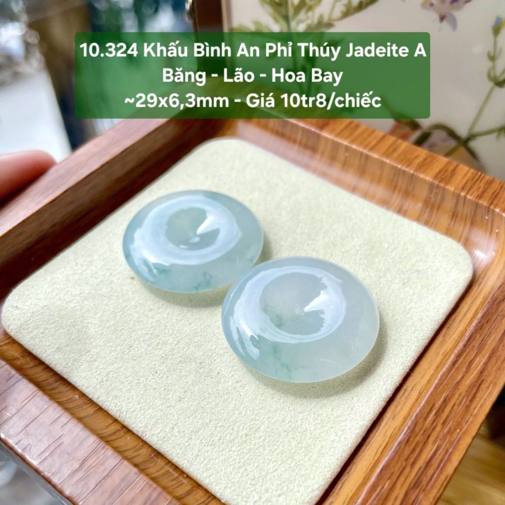 10.324 Khấu Bình An  Phỉ Thuý Jadeite A-  Băng - Lão Hoa Bay ~29x6,3mm