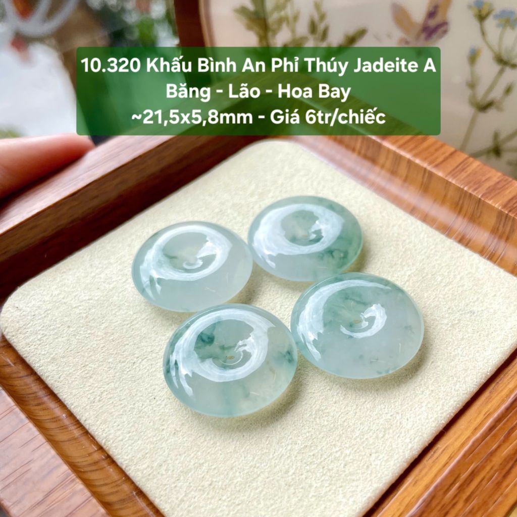 10.320 Khấu Bình An Phỉ Thuý Jadeite A-  Băng - Lão Hoa Bay ~21,5x5,8mm