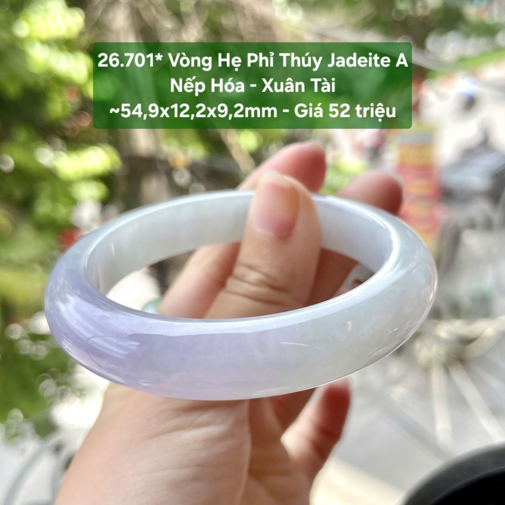 26.701* Vòng Hẹ Phỉ Thuý Jadeite A-   Nếp Hoá - Xuân Tài ~54,9x12,2x9,2mm
