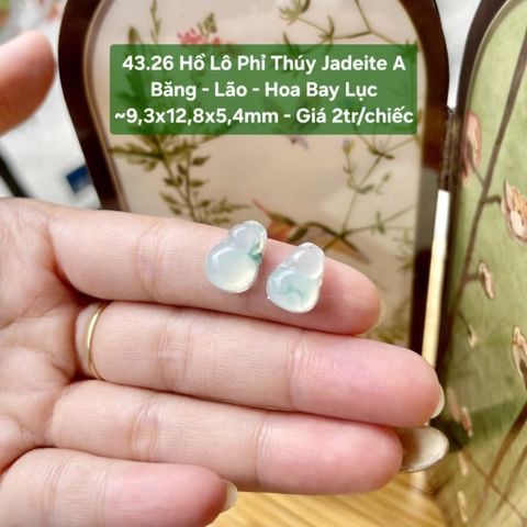43.26 Hồ Lô Phỉ Thuý Jadeite A - Băng - Lão - Hoa Bay Lục ~9,3x12,8x5,4mm