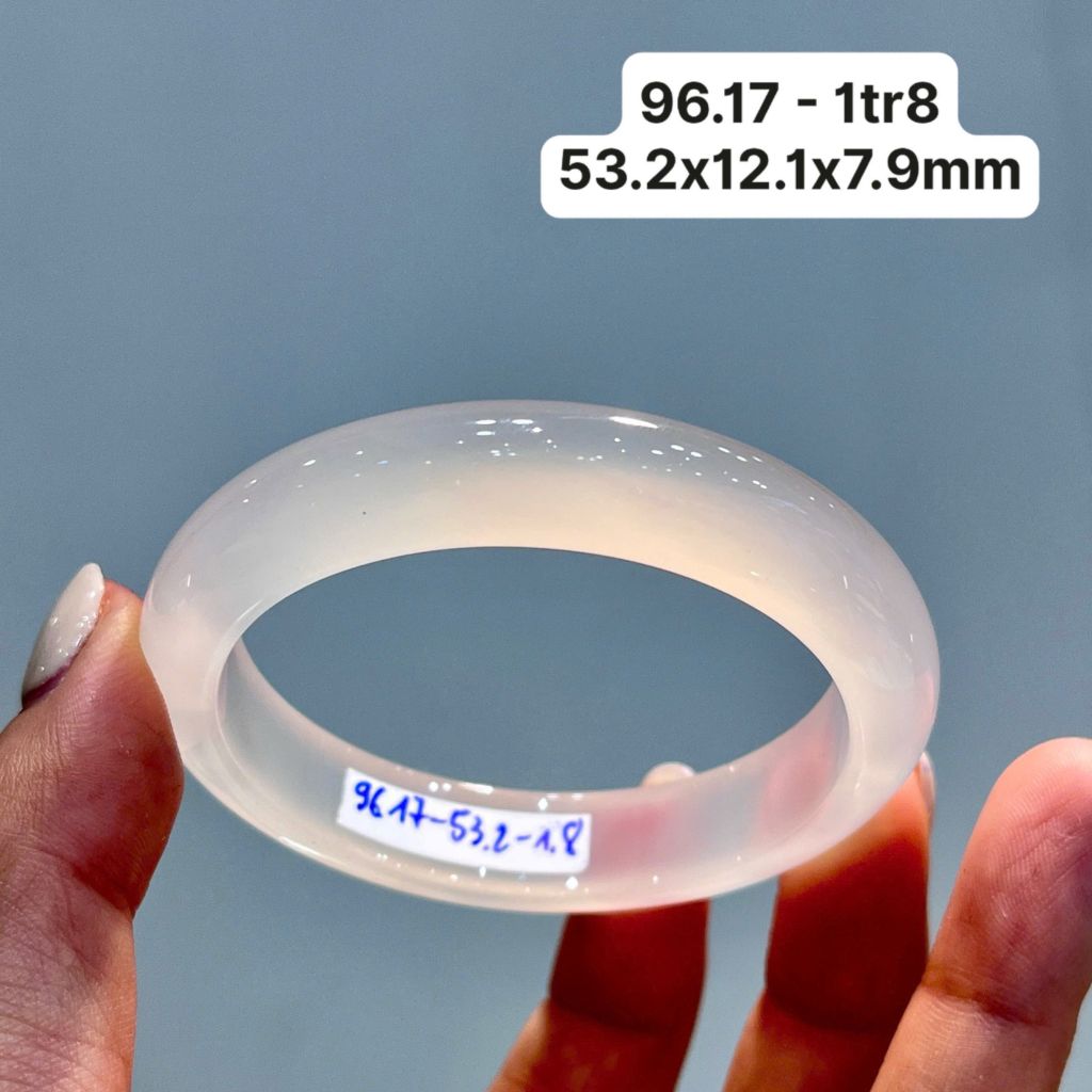 Vòng Hẹ Ngọc Tuỷ Chalcedony Bạch Nguyệt Quang 53,2x12,1x7,9mm 96.17