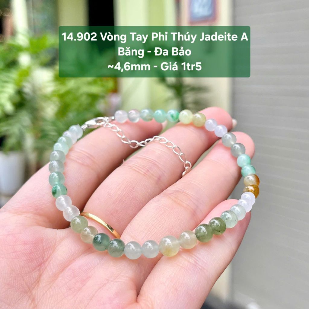 14.902 Vòng Tay Phỉ Thuý Jadeite A - Băng - Đa Bảo ~4,6mm