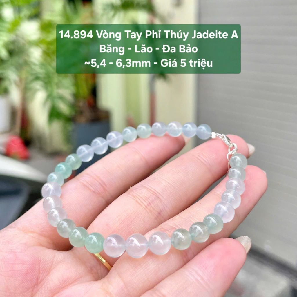 14.894 Vòng Tay Phỉ Thuý Jadeite A - Băng - Lão- Đa Bảo ~ 5,4 - 6,3mm