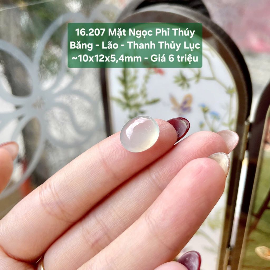 Mặt Ngọc Phỉ Thuý Băng - Lão - Thanh Thuỷ Lục ~10x12x5,4mm 16.207