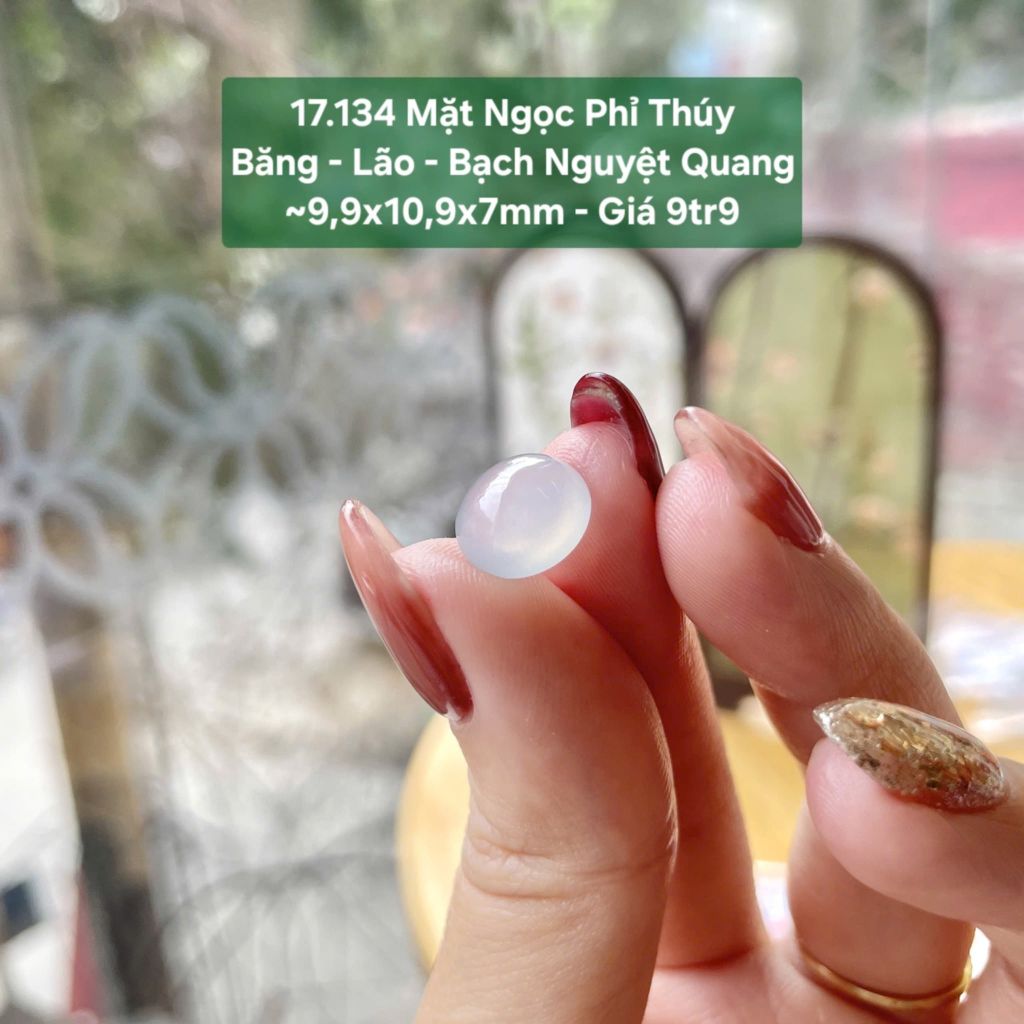 Mặt Ngọc Phỉ Thuý Băng - Lão - Bạch Nguyệt Quang ~9,9x10,9x7mm 17.134