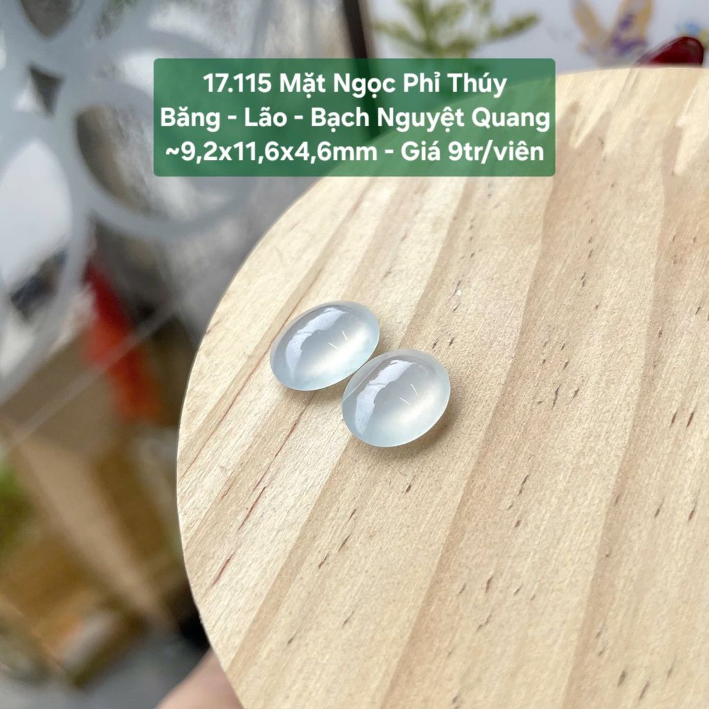 Mặt Ngọc Phỉ Thuý Băng - Lão - Bạch Nguyệt Quang ~9,2x11,6x4,6mm 17.115