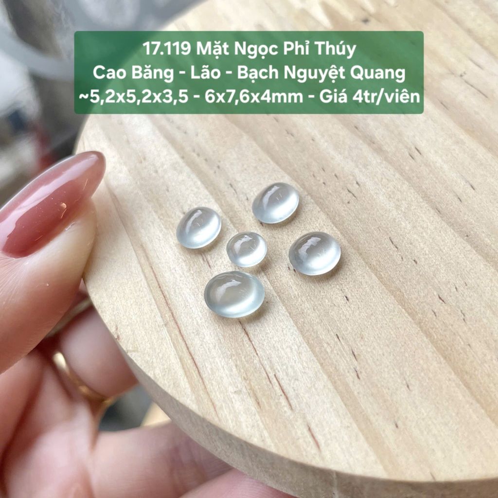 Mặt Ngọc Phỉ Thuý Cao Băng - Lão - Bạch Nguyệt Quang ~5,2x5,2x3,5mm 17.119