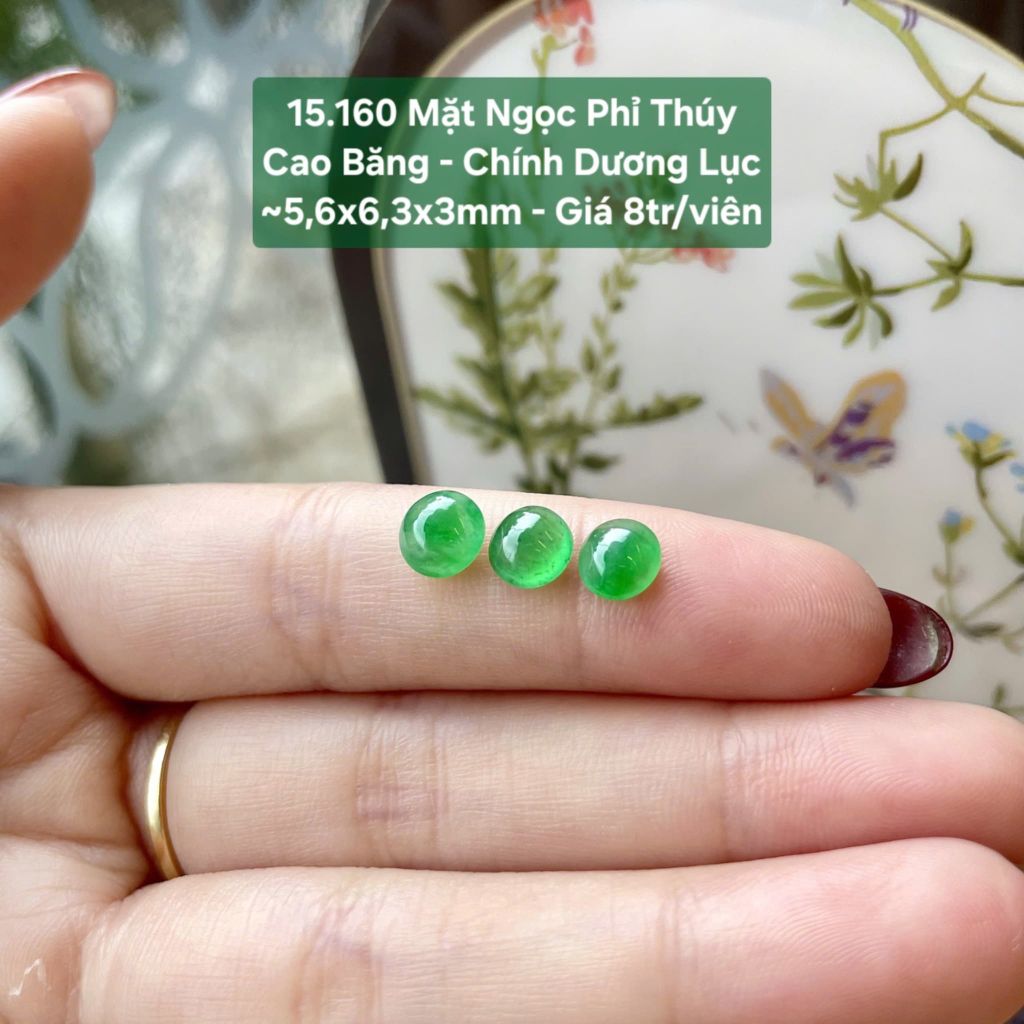 Mặt Ngọc Phỉ Thuý Cao Băng - Chính Dương Lục ~5,6x6,3x3mm 15.160