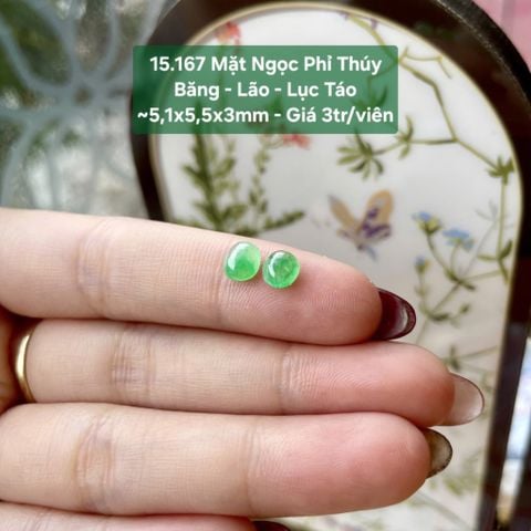 Mặt Ngọc Phỉ Thuý Băng - Lão - Lục Táo ~5,1x5,5x3mm 15.167