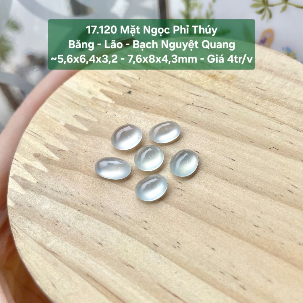 Mặt Ngọc Phỉ Thuý Băng - Lão - Bạch Nguyệt Quang ~5,6x6,4x3,2 - 7,6x8x4,3mm 17.120