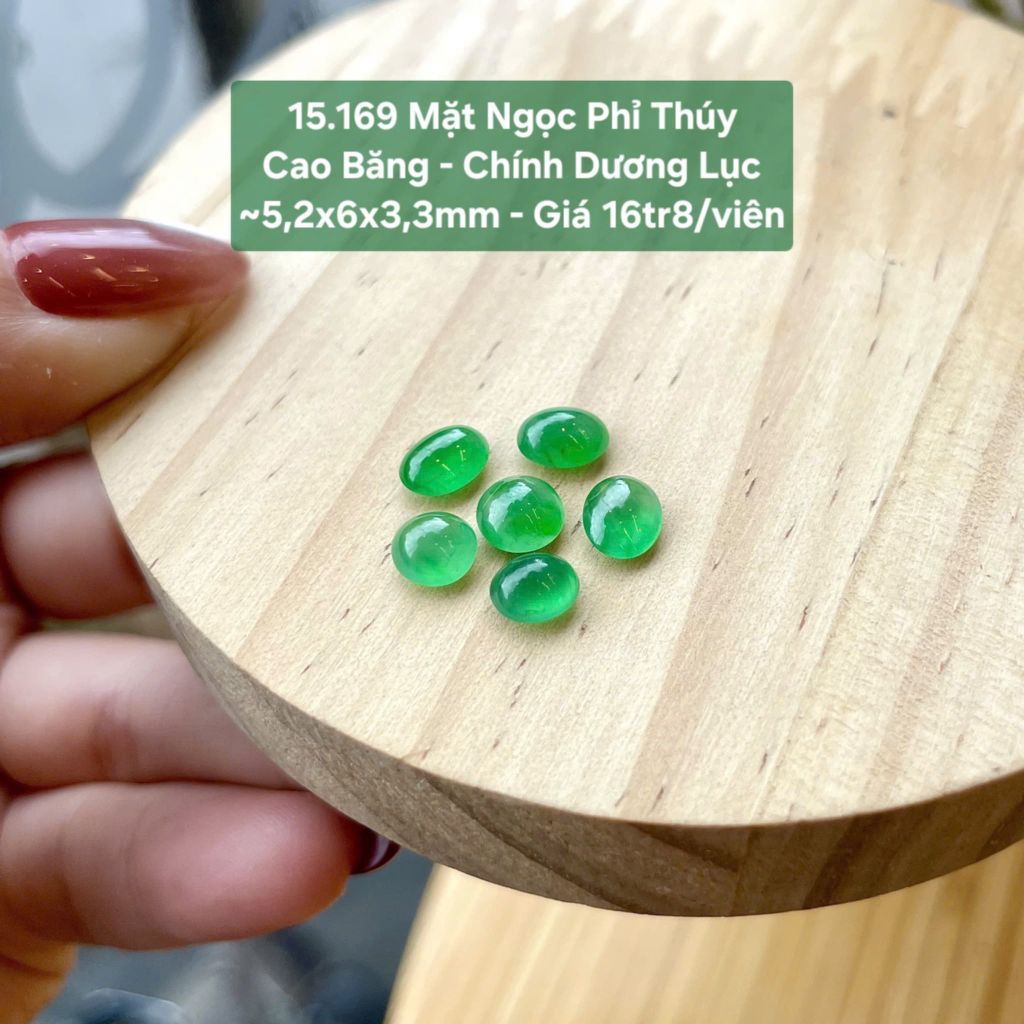 Mặt Ngọc Phỉ Thuý Cao Băng - Đế Vương Lục ~5x6,5x2,5mm 15.169