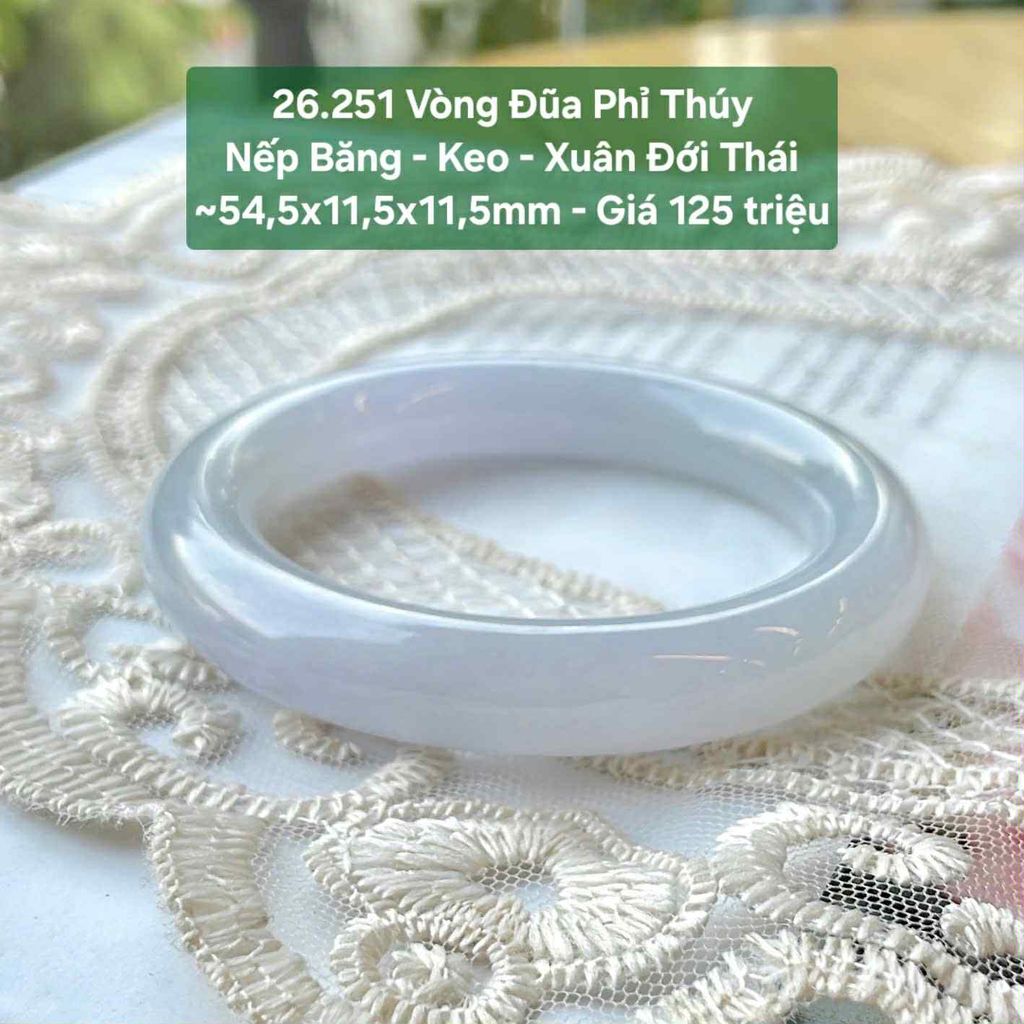 Vòng Đũa Phỉ Thúy Nếp Băng - Keo - Xuân Đới Thái ~54,5x11,5x11,5mm 26.251