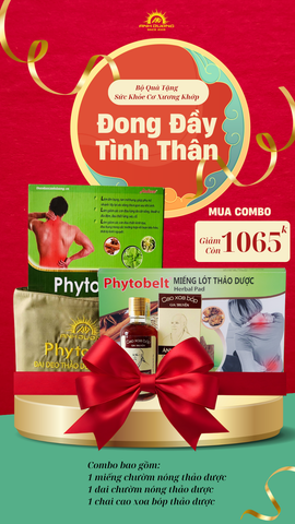  COMBO 2: ĐONG ĐẦY TÌNH THÂN GIẢM 20% (1 ĐAI CHƯỜM THẢO DƯỢC PHYTOBELT + 1 MIẾNG CHƯỜM NÓNG THẢO DƯỢC +1 CHAI CAO XOA BÓP) 