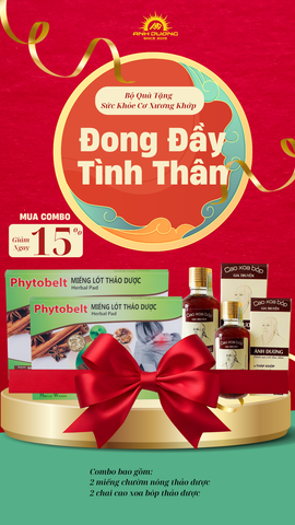  COMBO 1: ĐONG ĐẦY TÌNH THÂN GIẢM 15% (2 MIẾNG CHƯỜM NÓNG THẢO DƯỢC + 2 CHAI CAO XOA BÓP) 