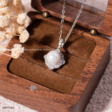  Dây chuyền bạc Việt Nam ngọc trai Freshwater Halo Petal viền đá trắng lấp lánh | Cáo Bạc 