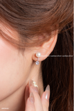  Khuyên tai bạc Việt Nam ngọc trai Freshwater TwinDrop dáng đôi đính đá hoa sang trọng | Cáo Bạc 