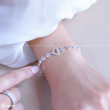  Lắc tay bạc Việt Nam tim ổ đá dây tim đính đá nữ tính | Cáo Bạc 