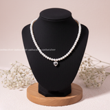  Chuỗi ngọc trai nước ngọt Freshwater Tiny Heart charm trái tim bạc | Cáo Bạc 