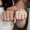 Nhẫn đôi bạc Việt Nam Diamond Heart viền cong điểm đá chủ | Cáo Bạc