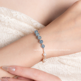  Lắc tay bạc Việt Nam ngọc trai Freshwater Aquamarine Serenity phối đá Aquamarine xanh nhạt tinh khôi  | Cáo Bạc 