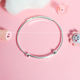  Lắc tay trẻ em bạc ta kiềng thân đặc, rỗng trụ (lắc bé) khắc tên | Cáo Bạc 