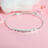  Lắc tay trẻ em bạc ta kiềng thân đặc, rỗng trụ (lắc bé) khắc tên | Cáo Bạc 