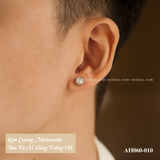  Khuyên tai bạc Việt Nam xi vàng trắng đính Kim Cương Moissanite 5 li ổ đá miết (chiếc) bezel tối giản | Cáo Bạc 