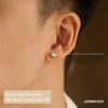 Khuyên tai bạc Việt Nam xi vàng trắng đính Kim Cương Moissanite 5 li ổ đá miết | Cáo Bạc