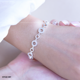  Lắc tay bạc Việt Nam tròn rỗng tròn đá sole hiện đại | Cáo Bạc 