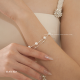  Lắc tay bạc Việt Nam ngọc trai Freshwater 6 li hai dây mix bi | Cáo Bạc 