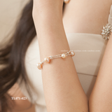  Lắc tay bạc Việt Nam ngọc trai Freshwater 6 li hai dây mix bi | Cáo Bạc 