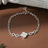  Lắc tay bạc Việt Nam bốn lá xà cừ vô cực đính đá dây xoắn may mắn | Cáo Bạc 