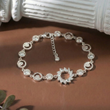  Lắc tay bạc Việt Nam tròn lá sole ổ đá sole tròn trơn  thanh lịch sáng tay | Cáo Bạc 