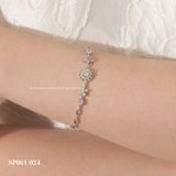  Lắc tay bạc Việt Nam xi vàng trắng đính Kim Cương Moissanite 5 li Stardust | Cáo Bạc 