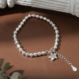  Lắc tay bạc Việt Nam bi phay sao rơi charm nhỏ xinh trẻ trung | Cáo Bạc 
