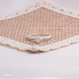  Nhẫn bạc Việt Nam ổ đá viền hoa trơn cạnh đá bi thanh lịch | Cáo Bạc 