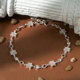  Lắc tay bạc Việt Nam chuỗi sao đính đá xen tròn phay | Cáo Bạc 