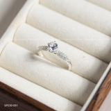  Nhẫn bạc Việt Nam ổ đá viền hoa trơn cạnh đá bi thanh lịch | Cáo Bạc 