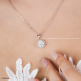  Dây chuyền bạc Việt Nam xi vàng trắng đính kim cương Moissanite 9 li Sunshine mặt trời | Cáo Bạc 