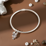  Lắc tay bạc Việt Nam tròn cứng mèo thần tài mix chuông may mắn | Cáo Bạc 