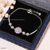 Lắc tay bạc Việt Nam xi vàng trắng Kim Cương Moissanite bông tuyết tim đá | Cáo Bạc