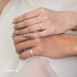  Nhẫn đôi bạc Việt Nam Fancy Couple Rings (304) viền đá sáng bản trơn nhám tinh xảo | Cáo Bạc 