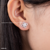 Khuyên tai bạc Việt Nam xi vàng trắng đính kim cương Moissanite Lucky Bloom | Cáo Bạc