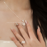  Dây chuyền bạc Việt Nam ngọc trai Freshwater viền đá tì bà thanh lịch | Cáo Bạc 