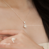  Dây chuyền bạc Việt Nam ngọc trai Freshwater đá giọt nước viền đá tinh xảo | Cáo Bạc 