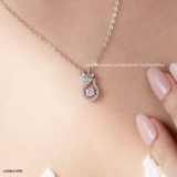  Dây chuyền Bạc Việt Nam xi vàng trắng đính Kim cương Moissanite Elegant Drop mặt hồ ly quyến rũ may mắn | Cáo Bạc 